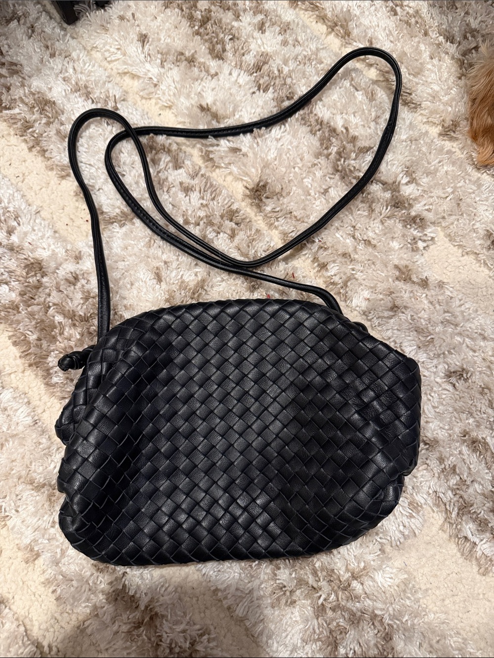 Quince Black Woven Leather Crossbody Bag